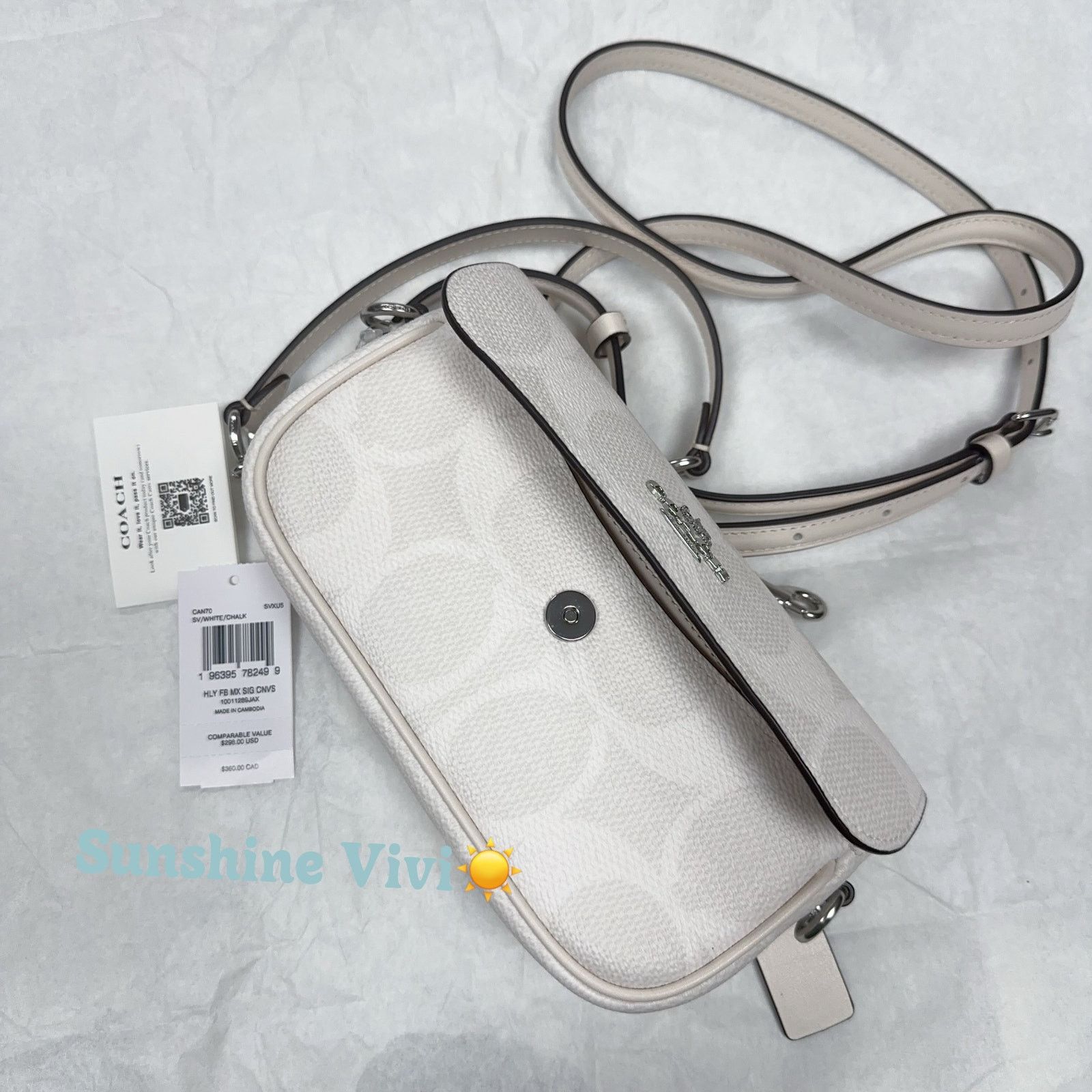 Coach NWT Coach Hailey Canvas CAN70 SV/ White /Chalk Size ONE SIZE - 10 Thumbnail