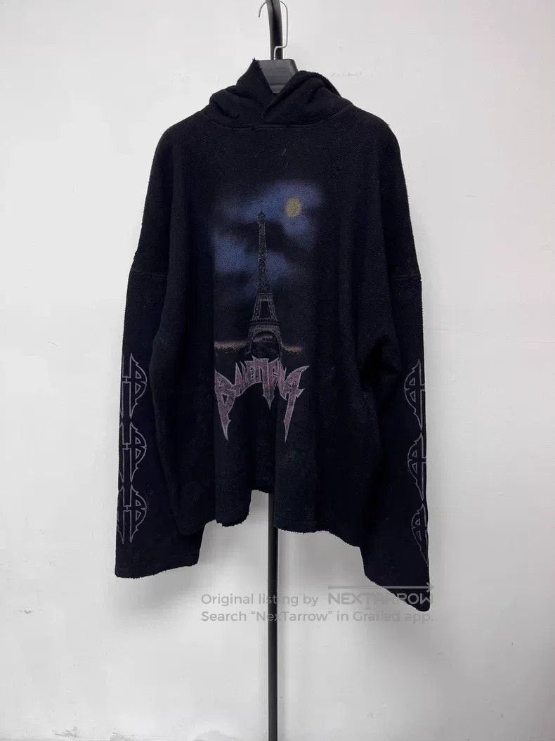 Balenciaga Balenciaga Pleated Effect Paris Moon Pattern Hooded Sweats Size US M / EU 48-50 / 2 - 1 Thumbnail