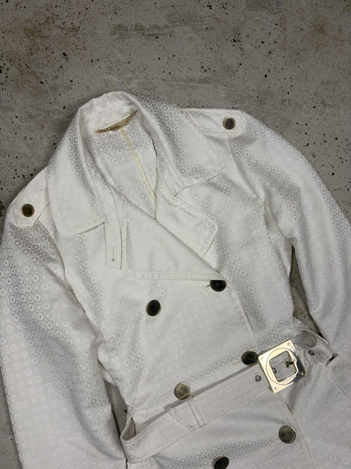 Versace 2000s Gianni Versace Double Breasted Trench Coat Jacquard Size M / US 6-8 / IT 42-44 - 10 Thumbnail