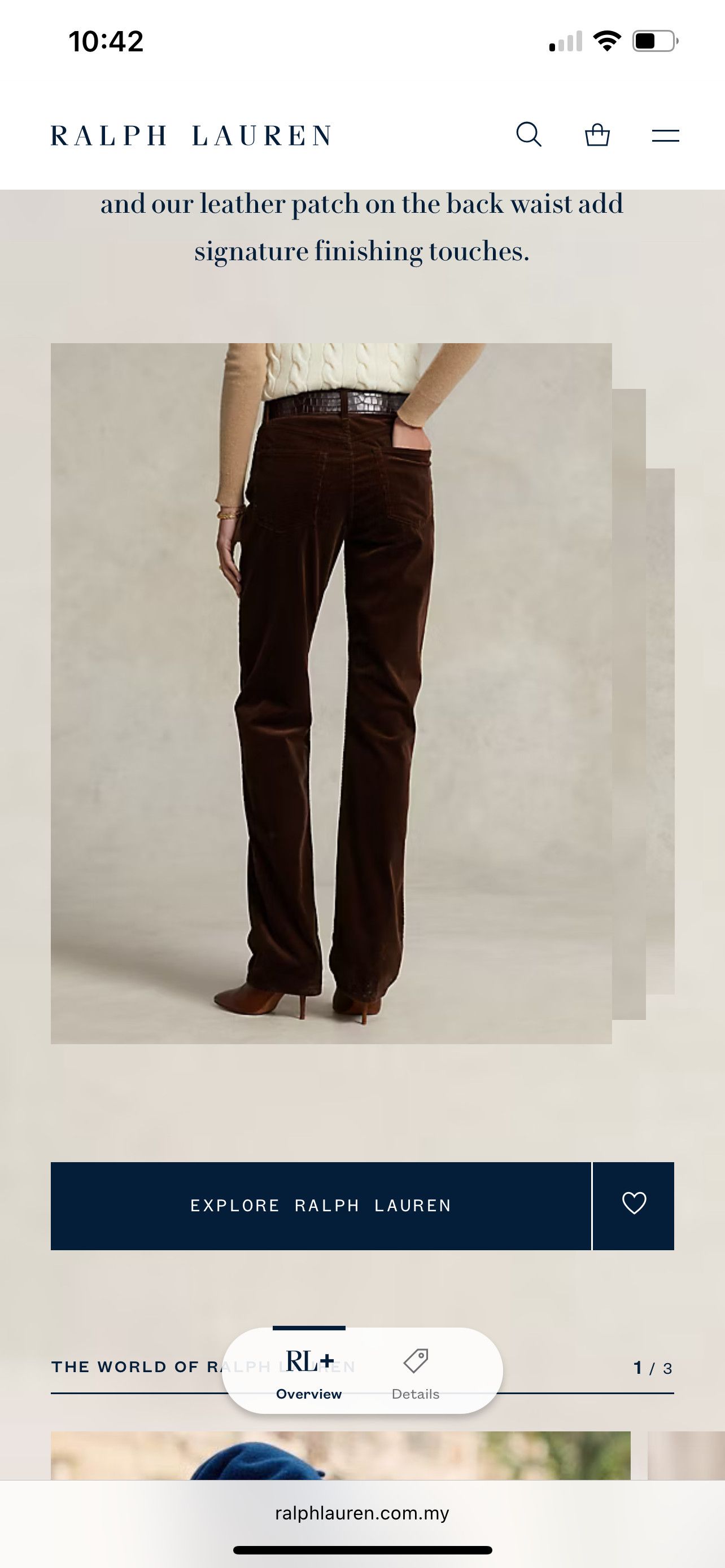 Polo Ralph Lauren Straight Fit High-Rise Corduroy Trousers Pant Size 26" / US 2 / IT 38 - 18 Thumbnail