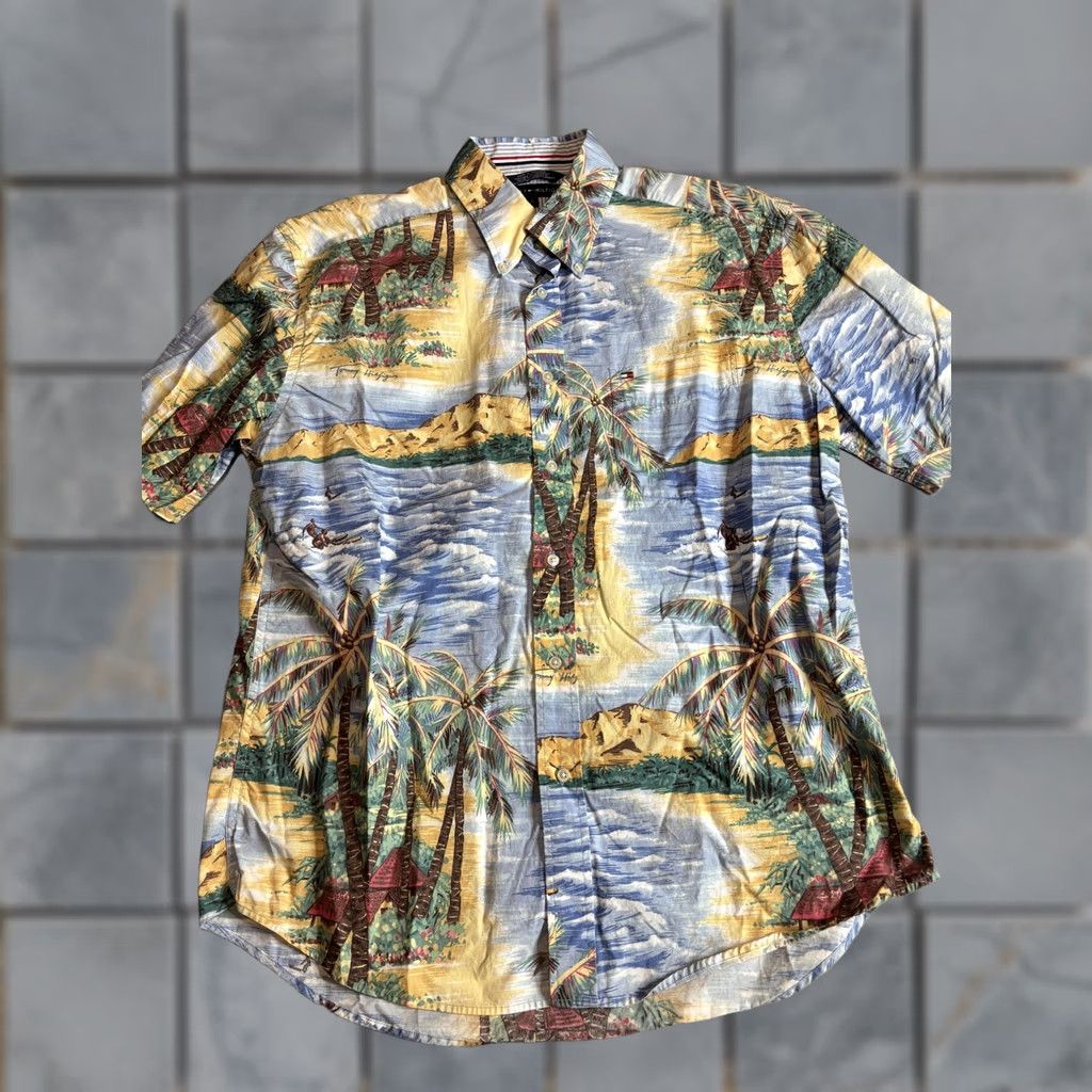 Tommy Hilfiger Tommy Hilfiger Shirt Mens L Multicolor Hawaiian Beach Print Button Front Tourists Beachwear Casual Summer Size US L / EU 52-54 / 3 - 1 Thumbnail