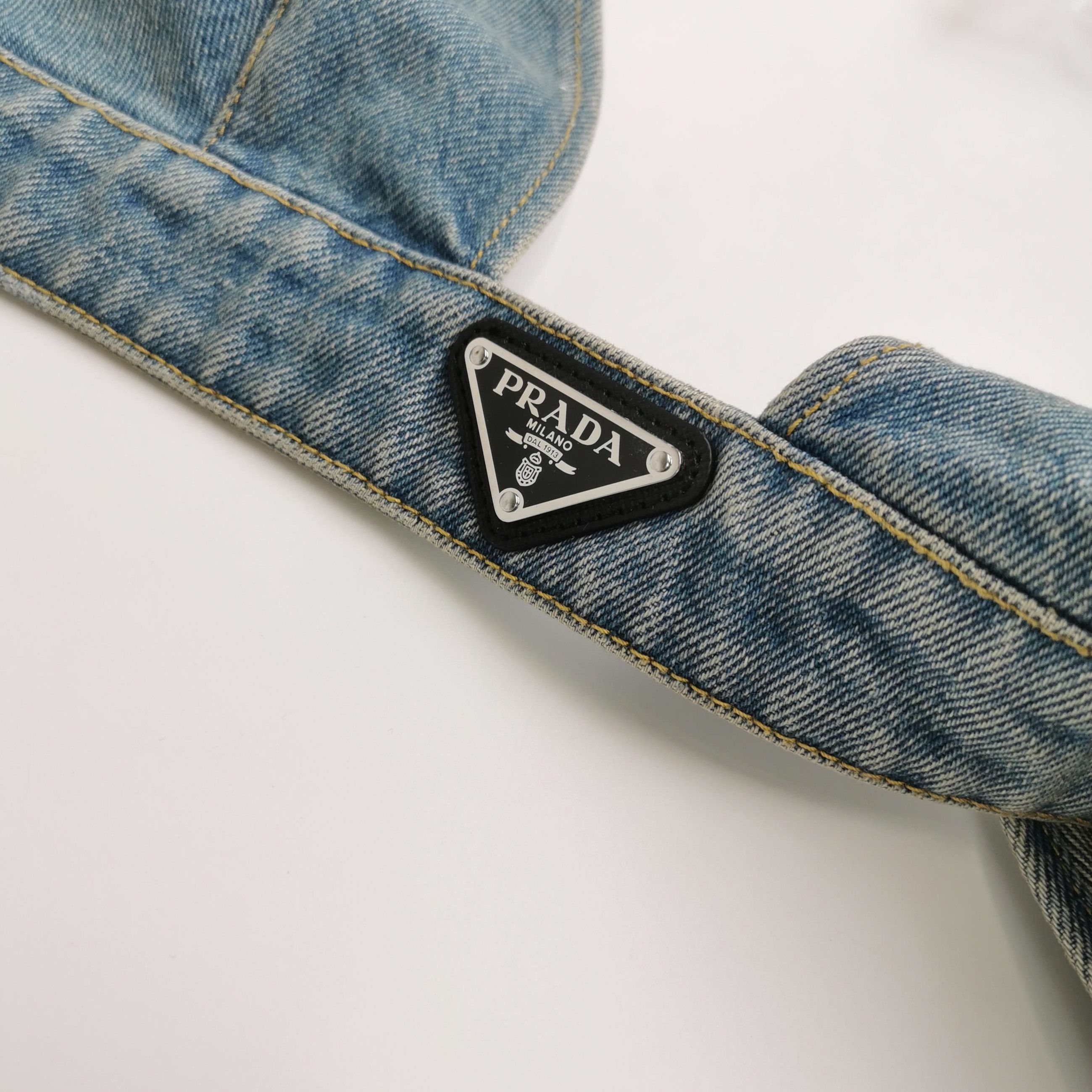 Prada Prada Cotton Triangle Logo Denim Crop Top . Size XS / US 0-2 / IT 36-38 - 3 Thumbnail