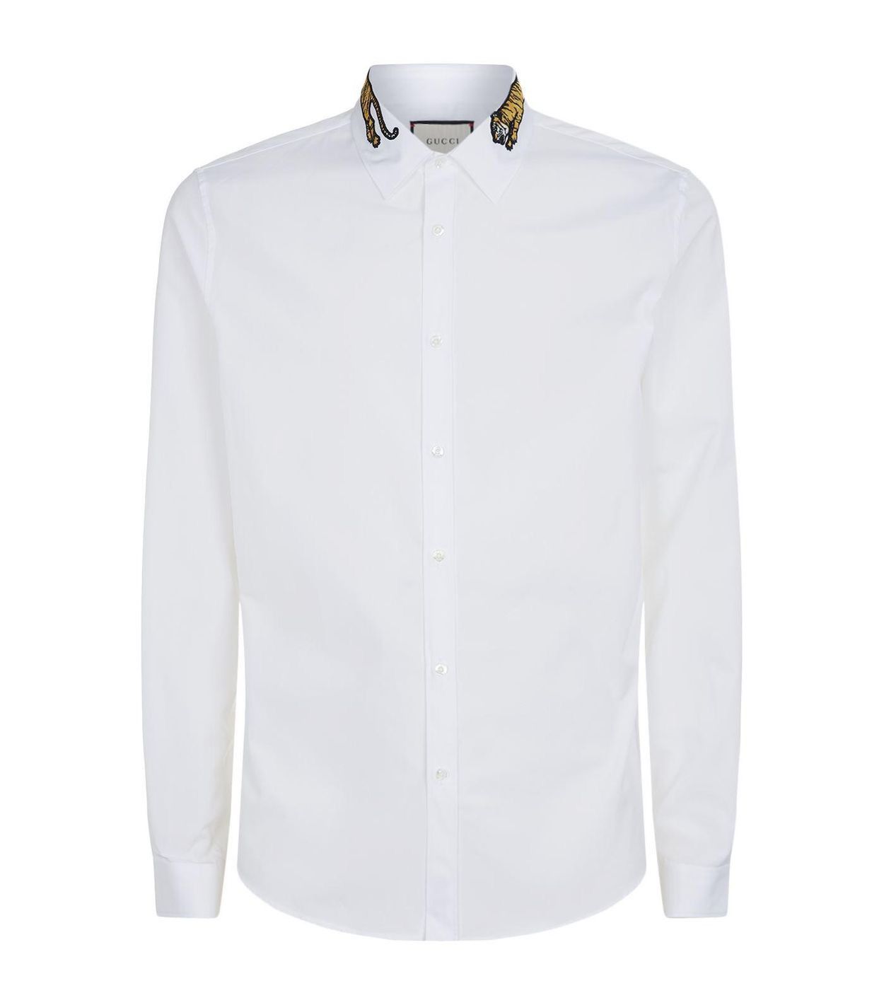 Gucci Gucci White Embroidered Tiger Collar Duke Shirt Size US M / EU 48-50 / 2 - 1 Thumbnail