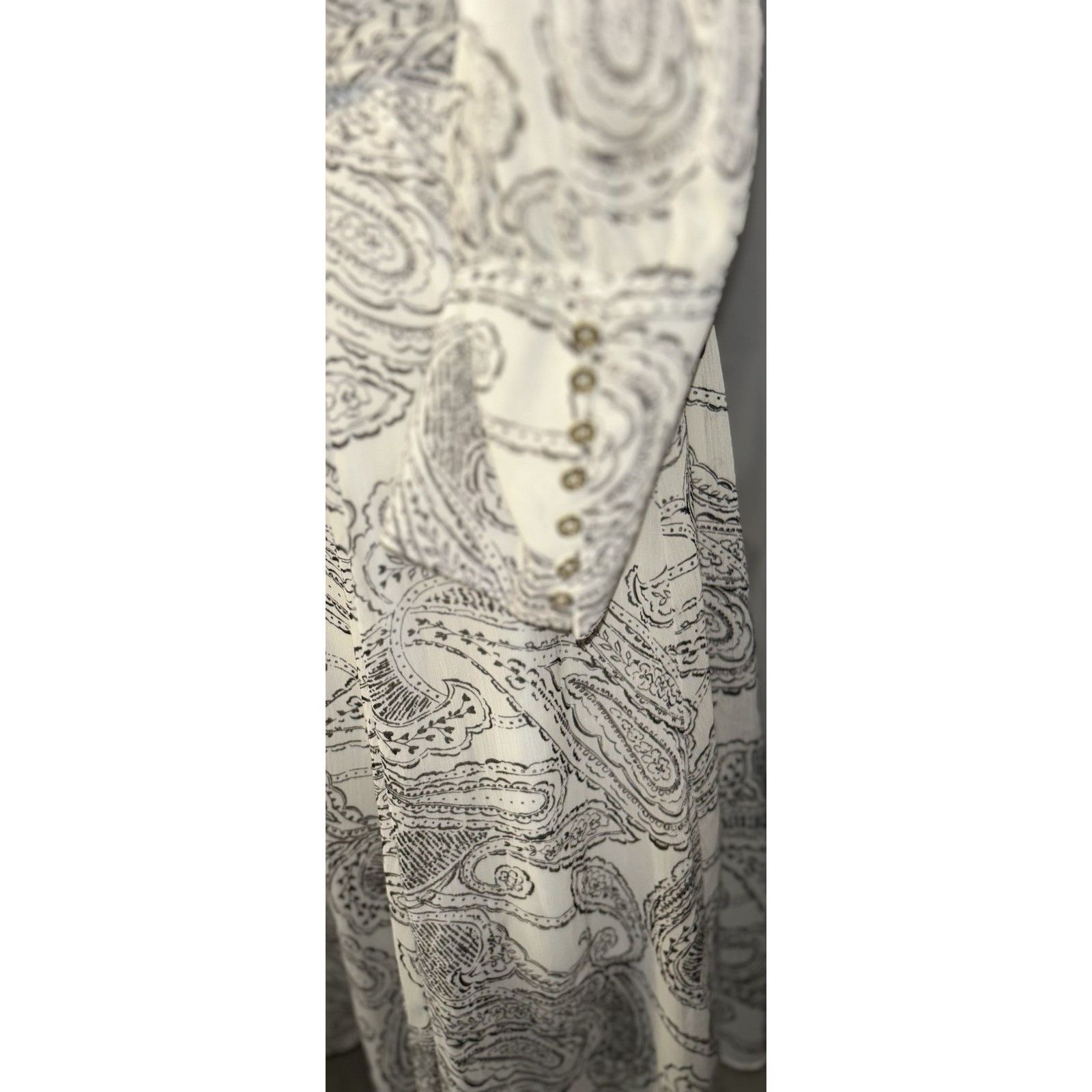 Calvin Klein Calvin Klein Blk/Wht Paisley Long Sleeve Sheer Dress Sz 12 Size XL / US 12-14 / IT 48-50 - 3 Thumbnail