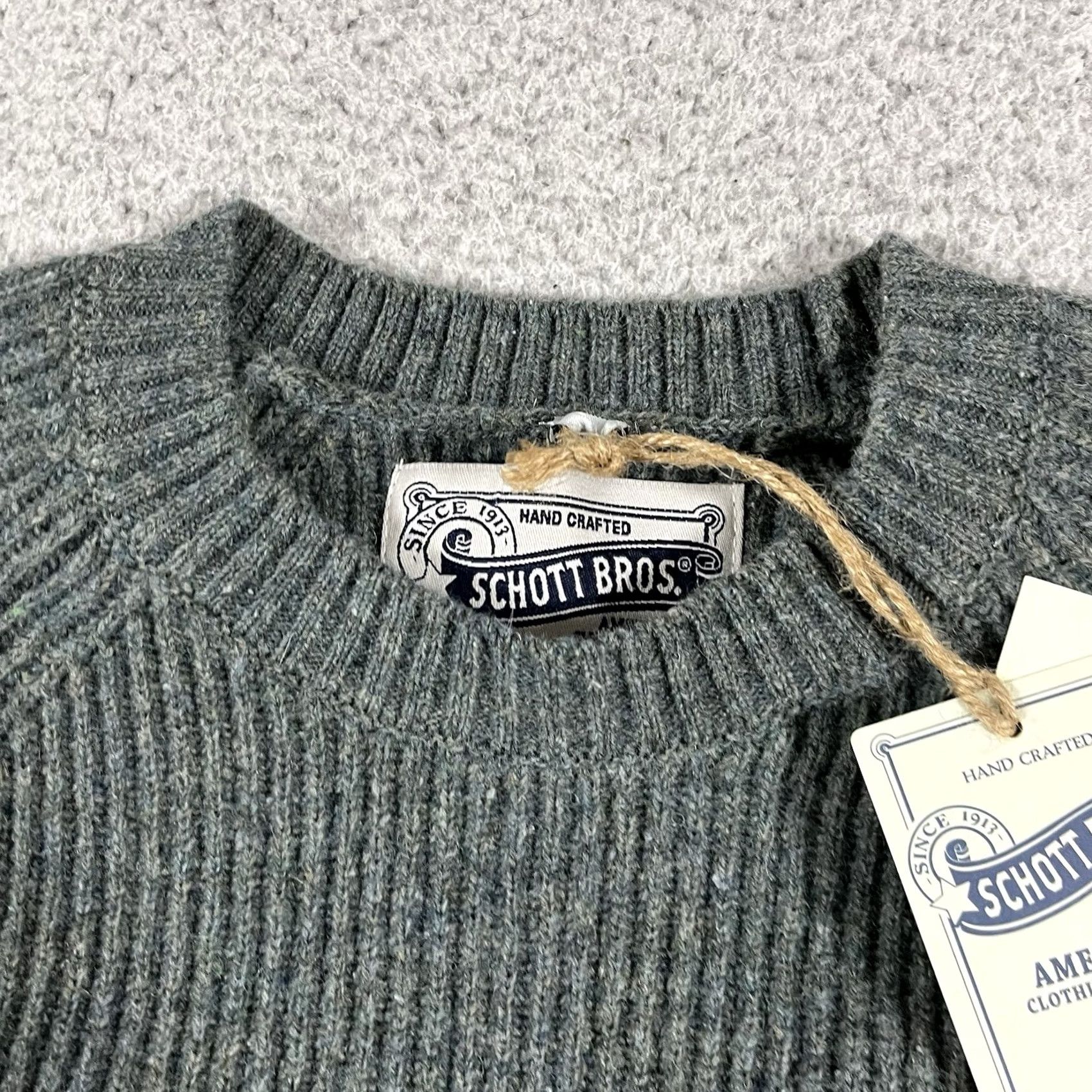 Schott Schott NYC Mens Wool Ribbed Knit Sweater Pullover Crew Neck S Green Winter Fall Classic Army Outdoor Preppy Size US S / EU 44-46 / 1 - 6 Thumbnail