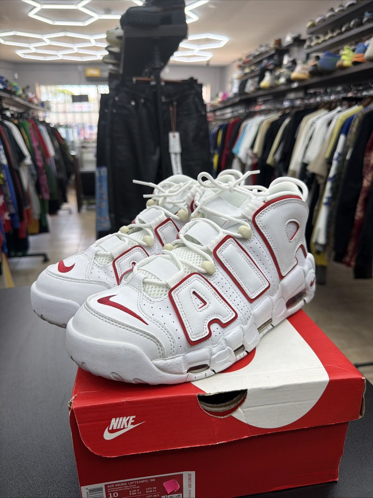 Nike Size 10 - Nike Air More Uptempo White Varsity Red 2021 Size US 10 / EU 43 - 8 Thumbnail