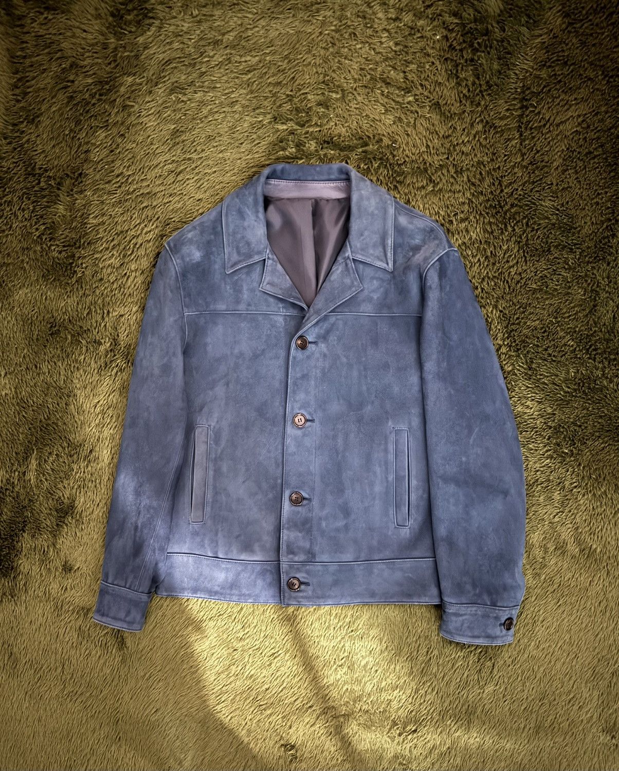 System [95] SYSTEM Lambskin Suede Trucker Leather Jacket Size US M / EU 48-50 / 2 - 1 Thumbnail