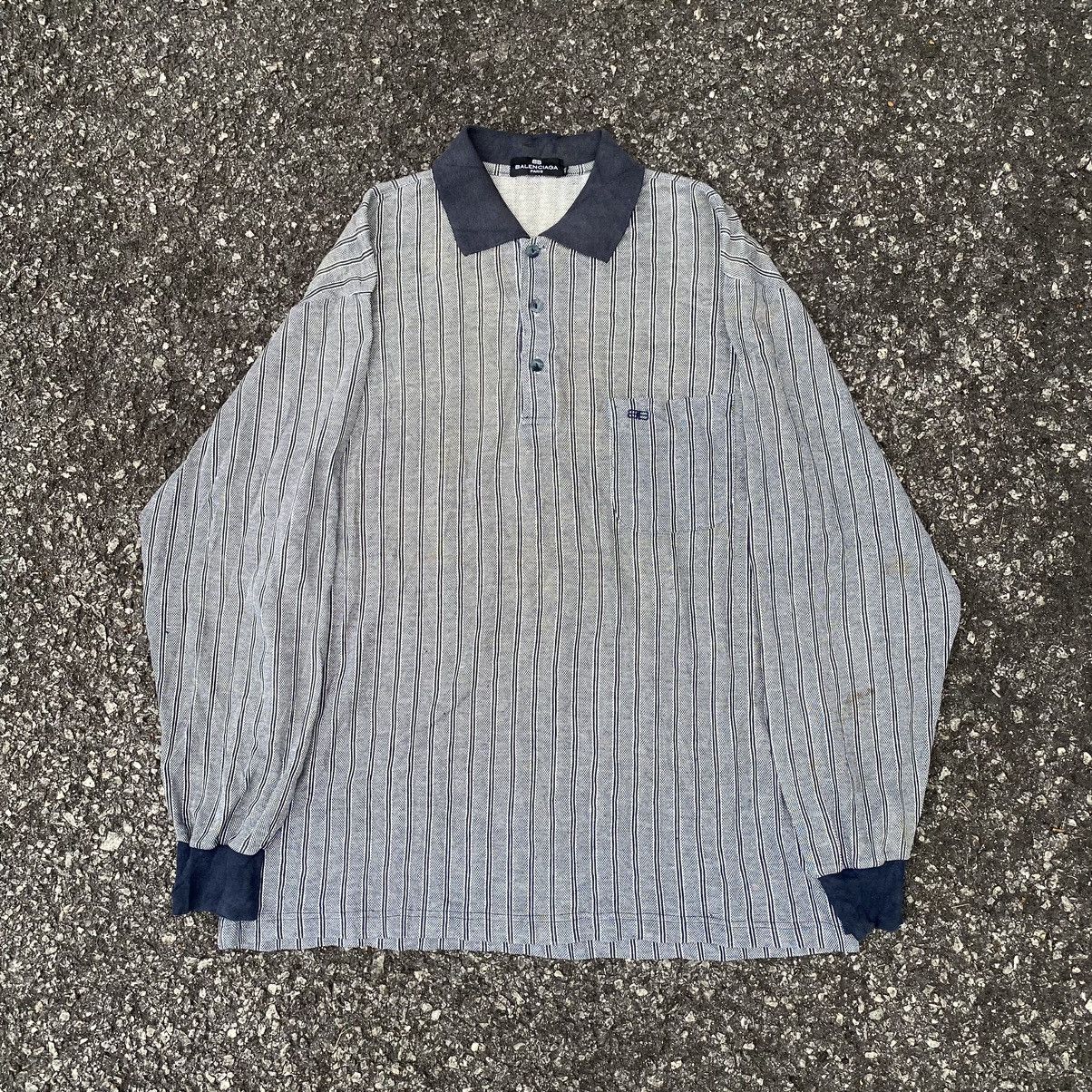 Balenciaga × Vintage Vintage Balenciaga Long Sleeve Polo Shirt Tee Jeans Size US XL / EU 56 / 4 - 2 Thumbnail