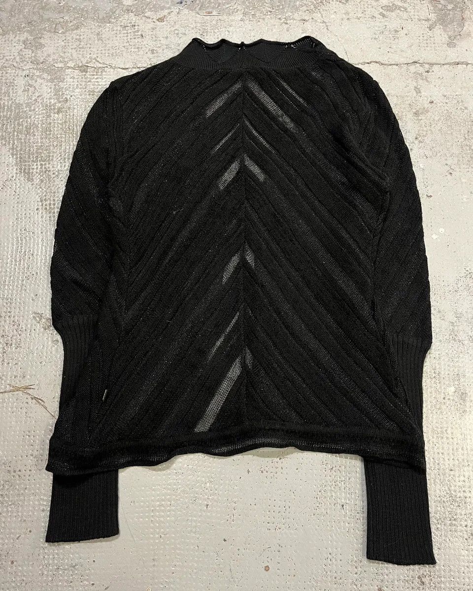 Roberto Cavalli 2000s Cavalli Black Knit Sheer Black Cardigan Size M / US 6-8 / IT 42-44 - 7 Thumbnail