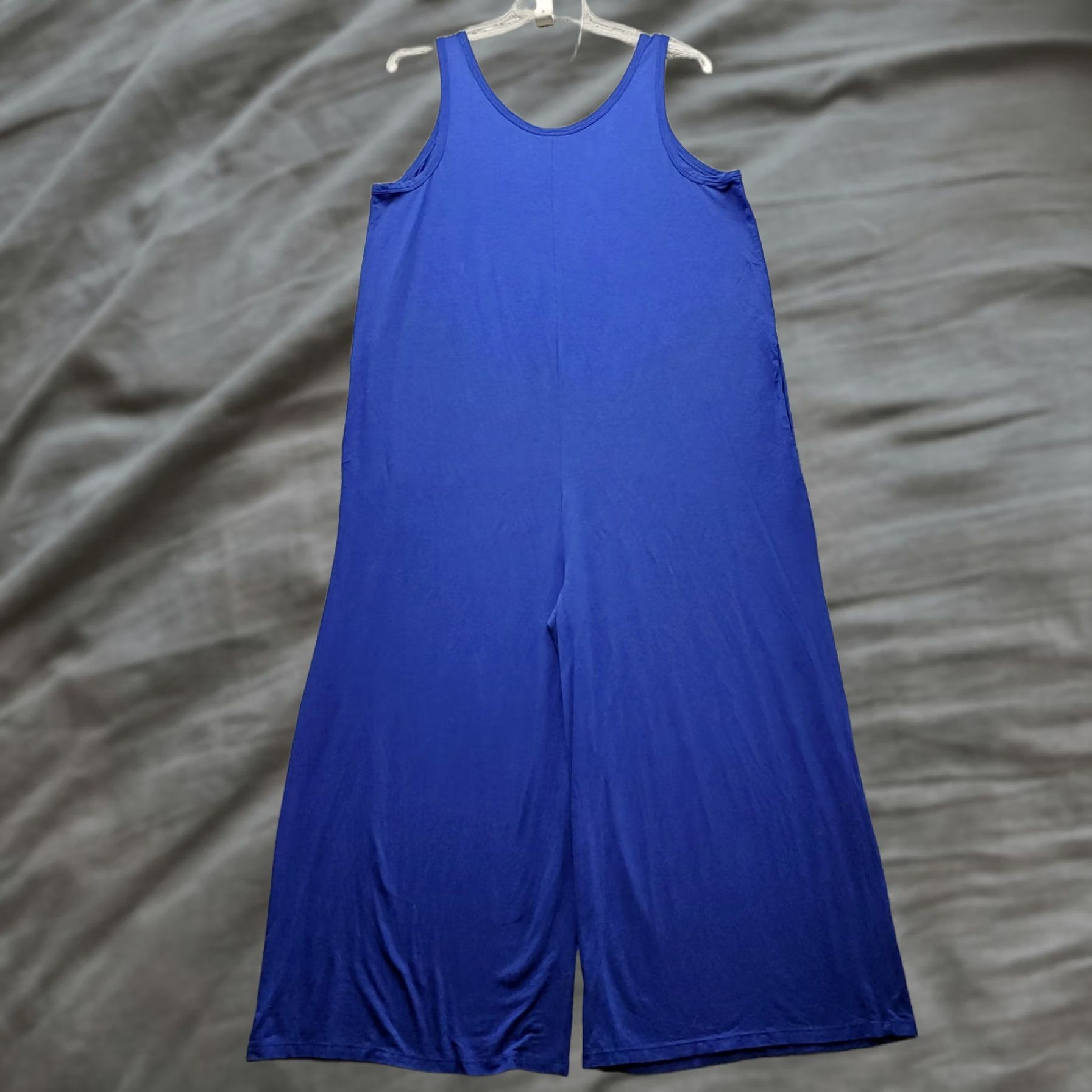J. Jill J. Jill Jumpsuit Womens Large Blue Stretch Round Neck Sleeveless Wide-Leg Casual Size 36" / US 14 / IT 50 - 1 Thumbnail