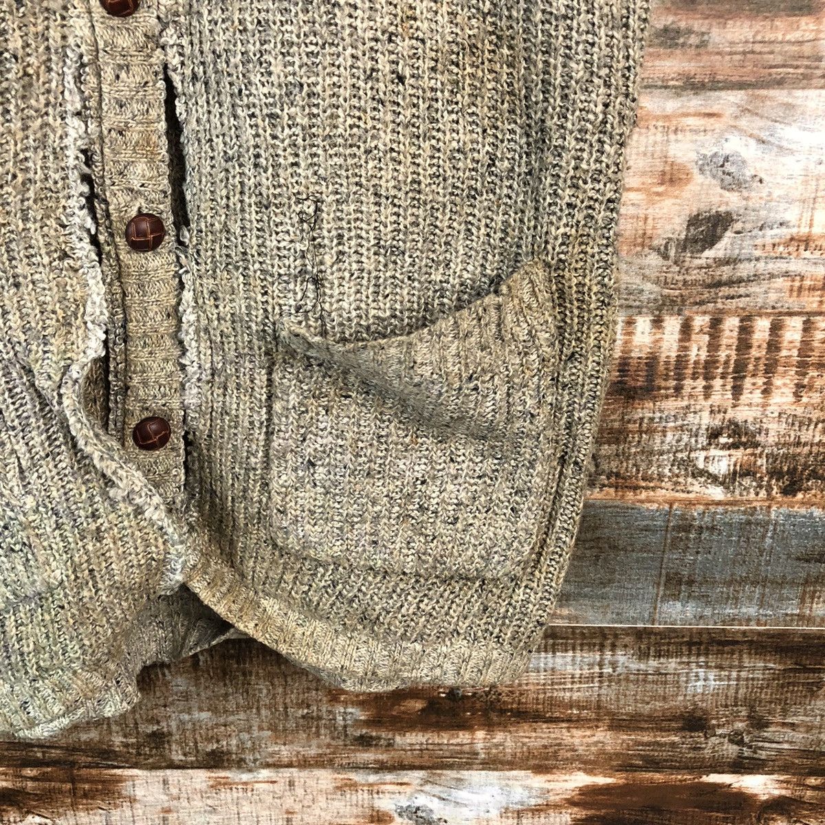 Vintage Raffine Brown Cardigan ripped Vest #A2242 Size US M / EU 48-50 / 2 - 8 Thumbnail