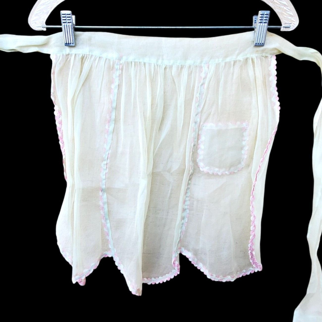 Vintage Vintage 1930s Sheer Organza Apron Mid Century Burlesque Cost Size ONE SIZE - 7 Thumbnail