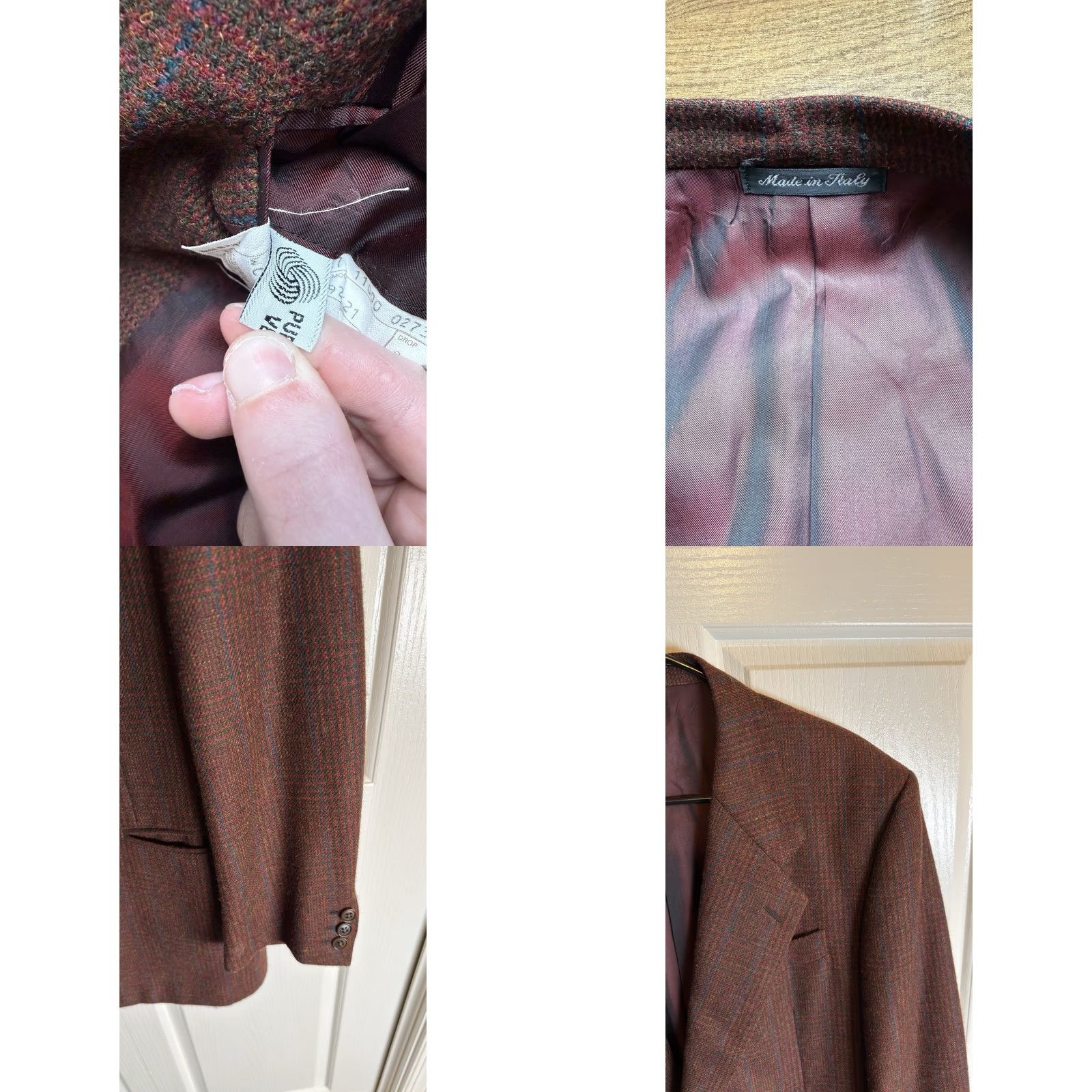 Vintage VINTAGE Wilkes & Bashford Blazer Sport Coat Mens 42R Glen Plaid 100% Wool Size 42R - 8 Thumbnail