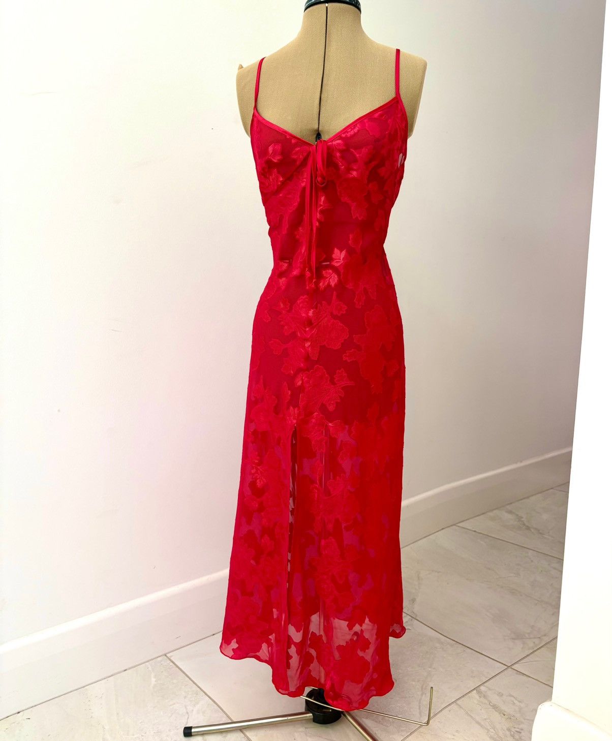 Vintage Floral Red Dress Size M / US 6-8 / IT 42-44 - 1 Thumbnail