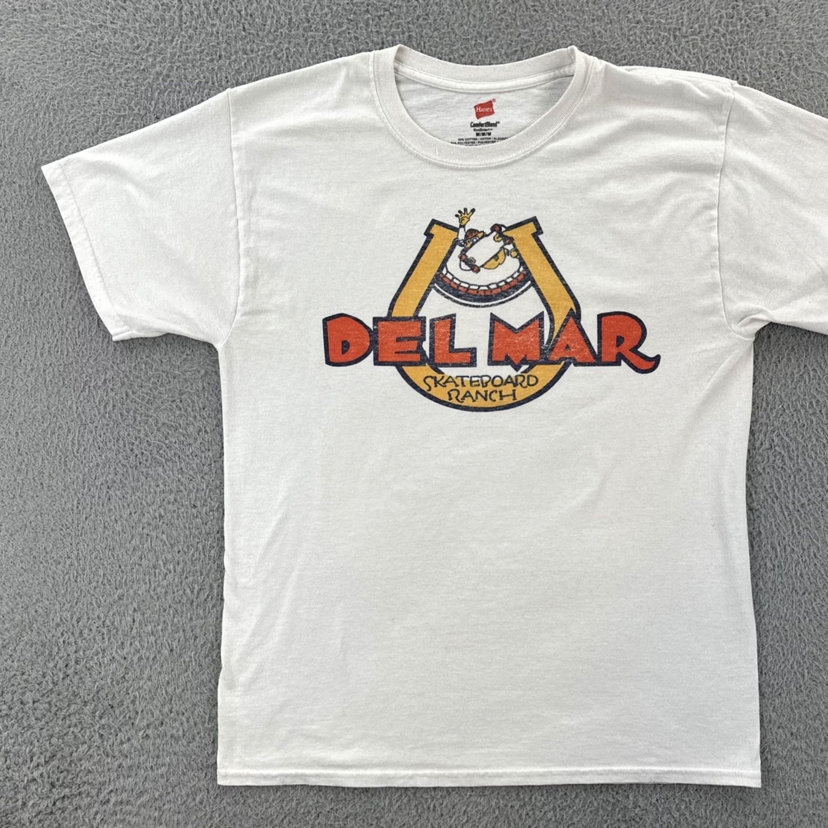 Hanes VINTAGE Hanes Mens T-Shirt Short Sleeve White California Del Mar Skateboard Ranch M Regular Crew Neck Solid Shirt Mens Size US M / EU 48-50 / 2 - 3 Thumbnail