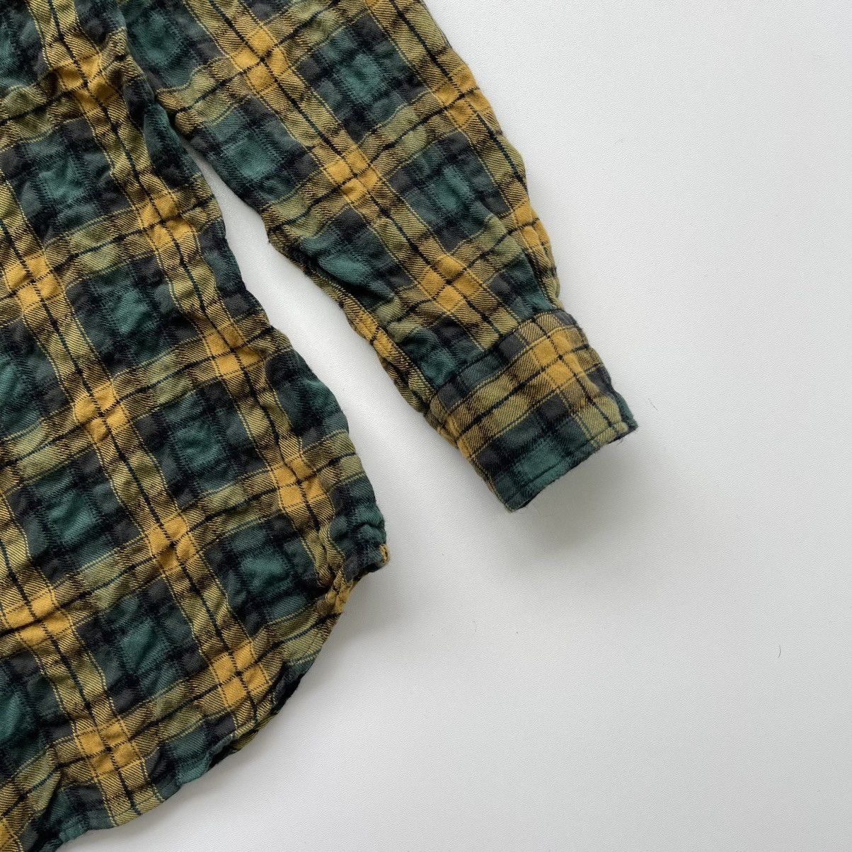 Glanshirt Glanshirt Waffle Cotton/Wool Checked Shirt Yellow/Green Rare Size US M / EU 48-50 / 2 - 4 Thumbnail