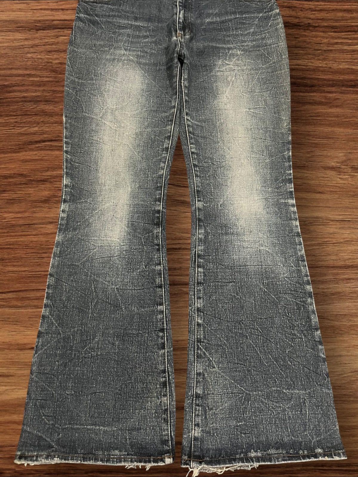 Japanese Brand ⚡️Flare⚡️Vintage Japanese Brand Double Button Dark Washed Jean Size 32" / US 10 / IT 46 - 7 Thumbnail