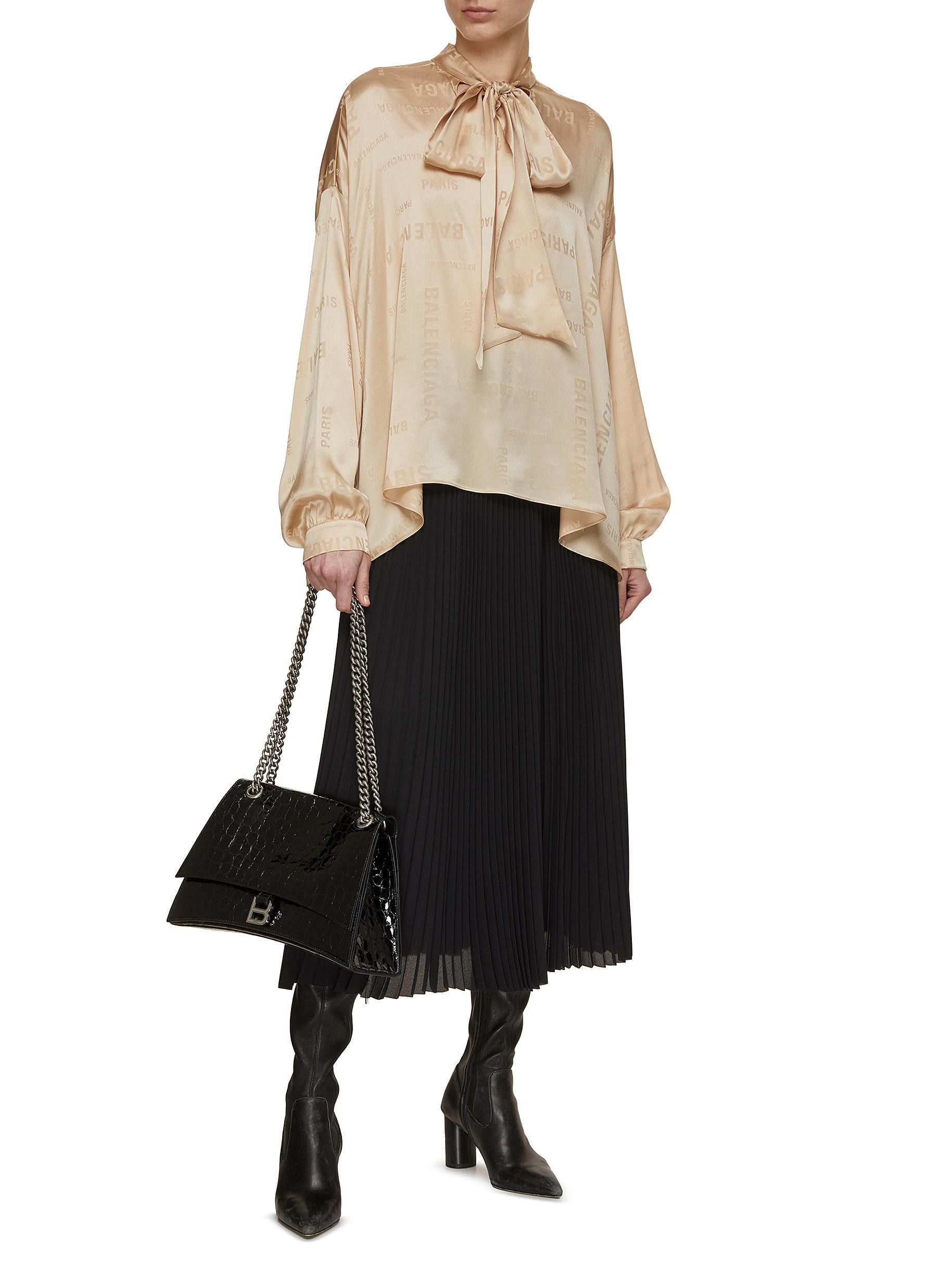 Balenciaga o1y0625 Midi Skirt in Black Size 27" / US 4 / IT 40 - 2 Thumbnail