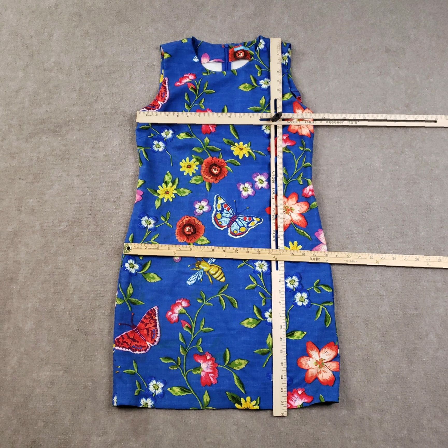 J.McLaughlin J.McLaughlin Dress Womens 8 Blue Floral Butterfly Sleeveless Sheath Casual Size M / US 6-8 / IT 42-44 - 2 Thumbnail