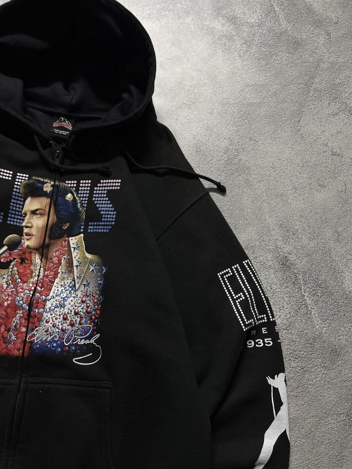 Band Tees × Vintage Vintage Elvis Presley 🖤 Faded All Over Print Zip Hoodie 90’s Size US XL / EU 56 / 4 - 9 Thumbnail