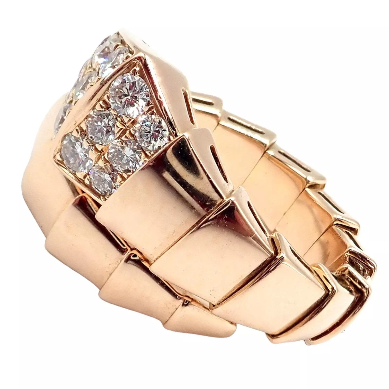 Bvlgari Bulgari Bvlgari Viper 18k Rose Gold Diamond Large Ring Size ONE SIZE - 10 Thumbnail