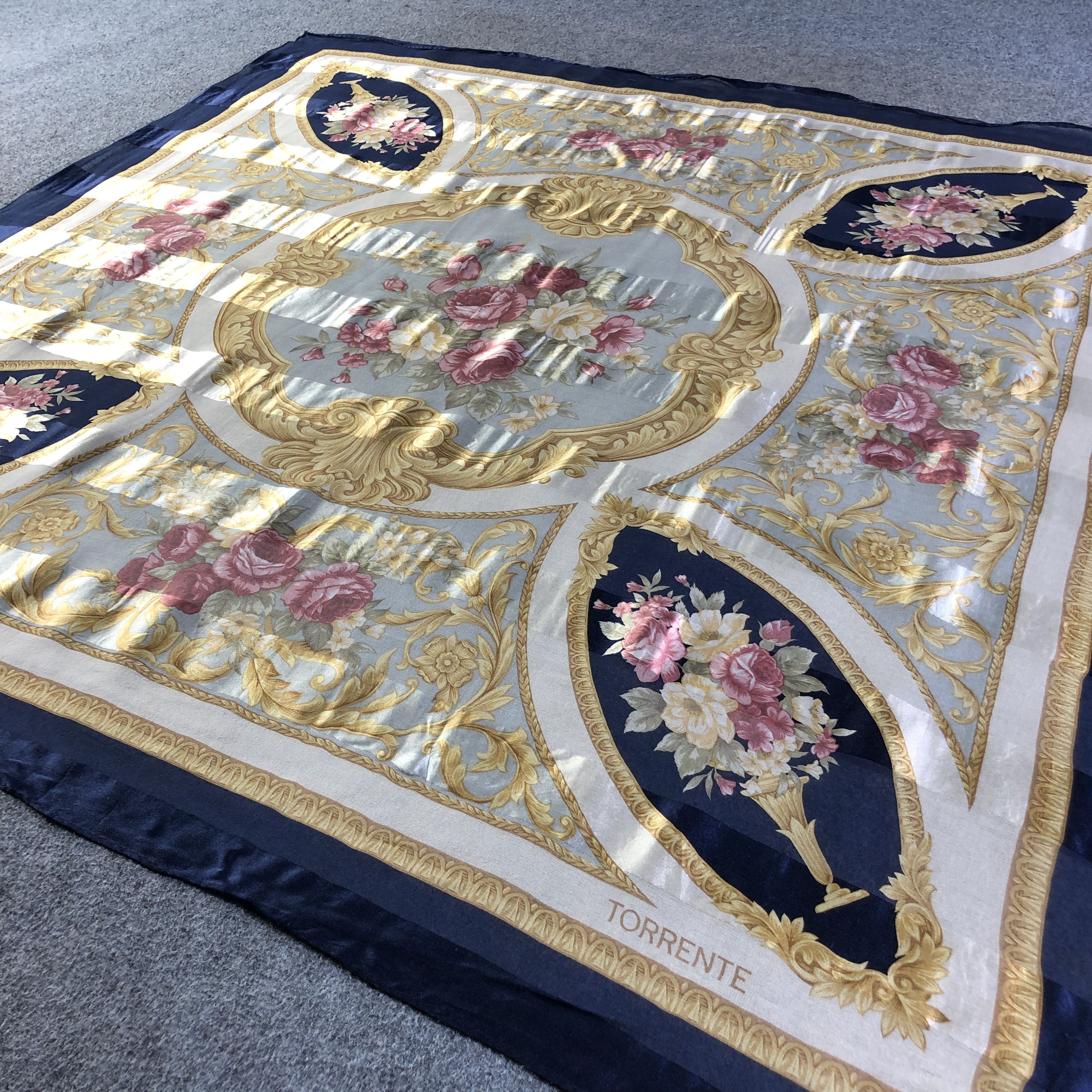 Japanese Brand Torrente Floral Luxury Silk Scarf M1030 Size ONE SIZE - 3 Thumbnail