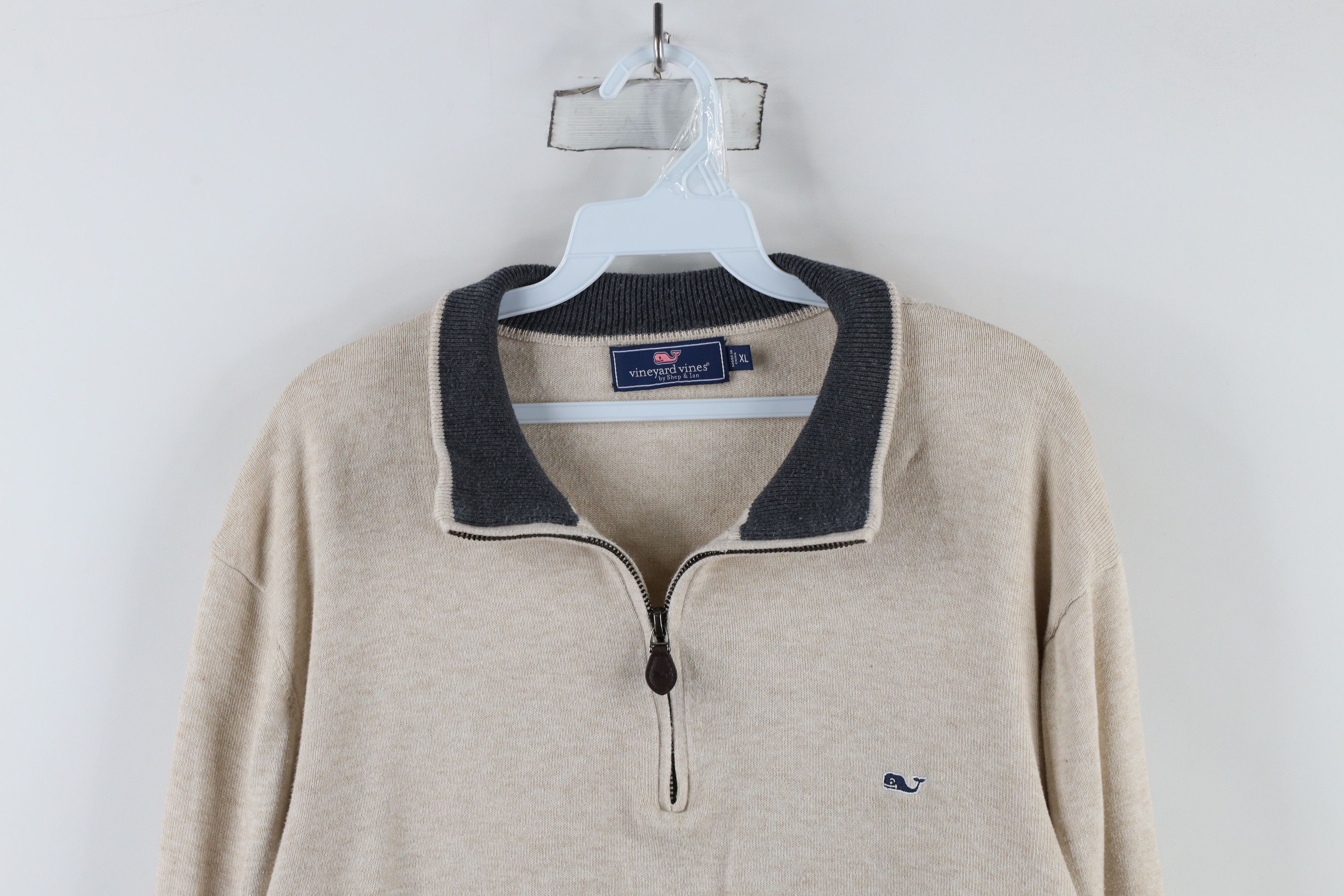 Vineyard Vines × Vintage Vineyard Vines Cotton Knit Half Zip Pullover Sweater Beige Size US XL / EU 56 / 4 - 2 Thumbnail