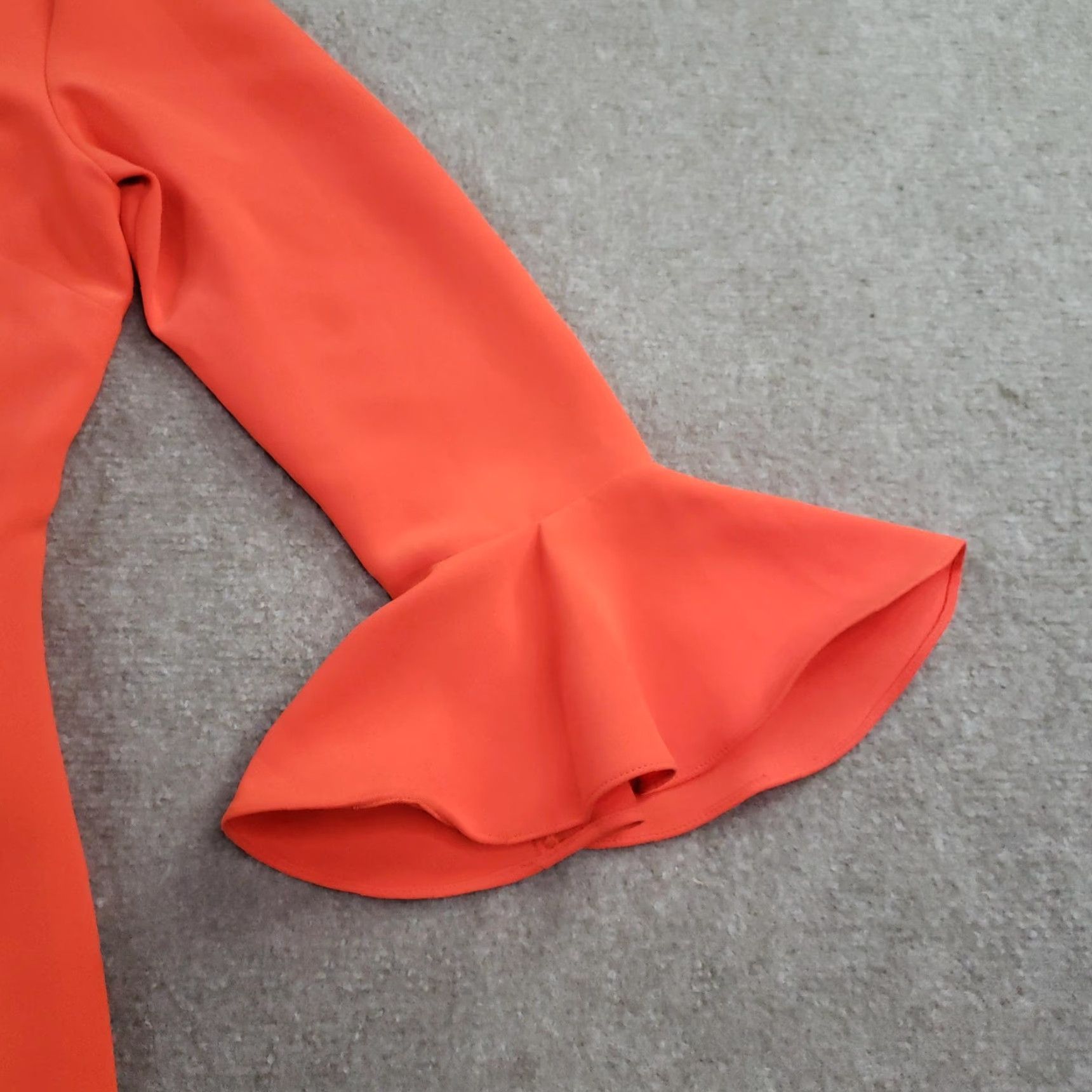 Bell VINTAGE: Sail to Sable Dress Womens Size 6 Orange Bell Sleeve Ruffle Hem Party Sheath Z Size M / US 6-8 / IT 42-44 - 6 Thumbnail
