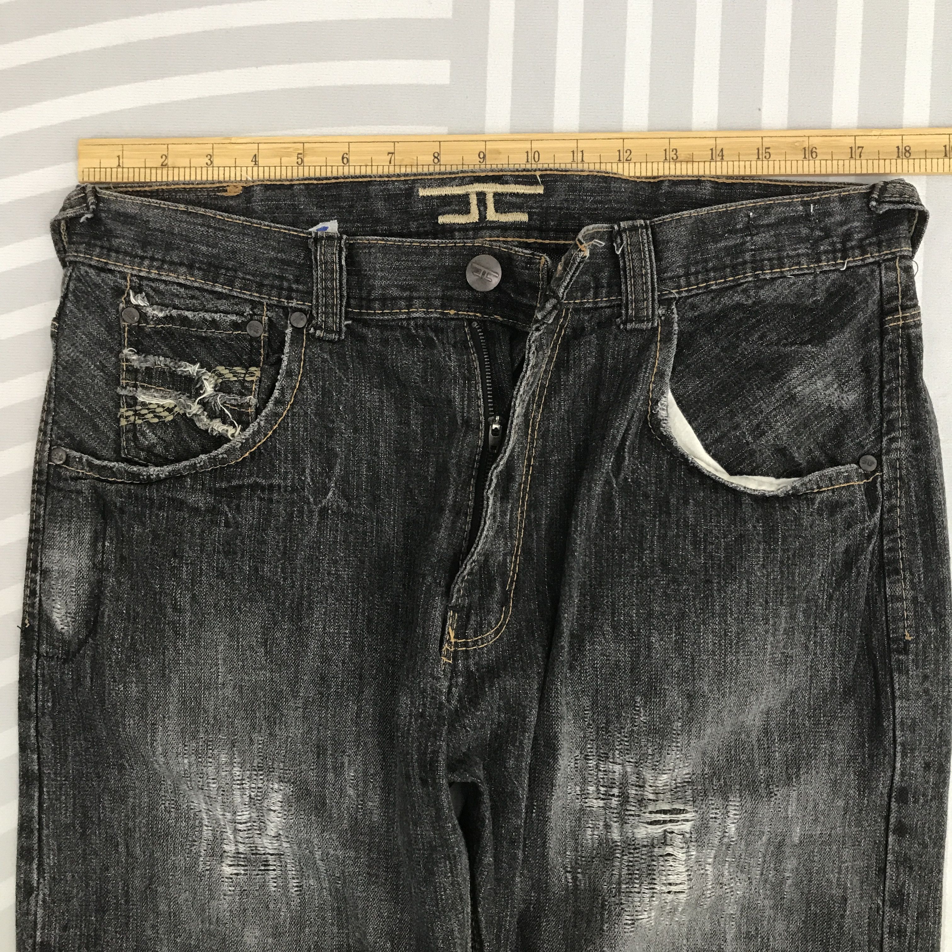 Japanese Brand × Vintage Japan Black denim Distressed style jeans Denim Size US 34 / EU 50 - 8 Thumbnail