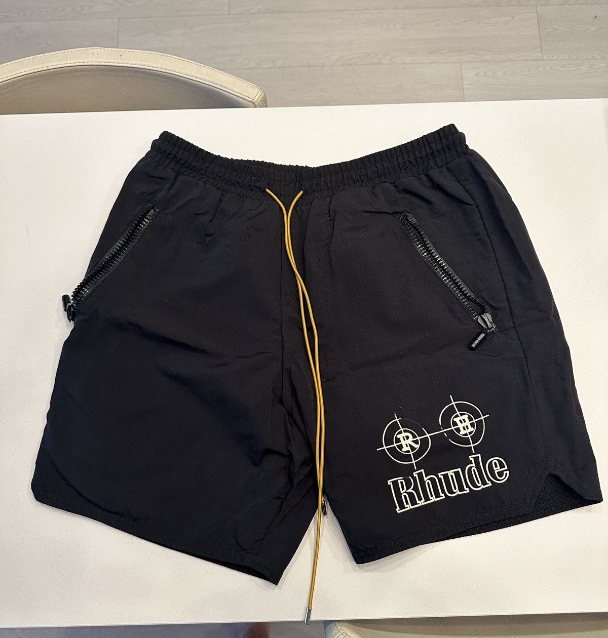 image of Rhude Third Swim Shorts Large in Black, Men's (Size 34)