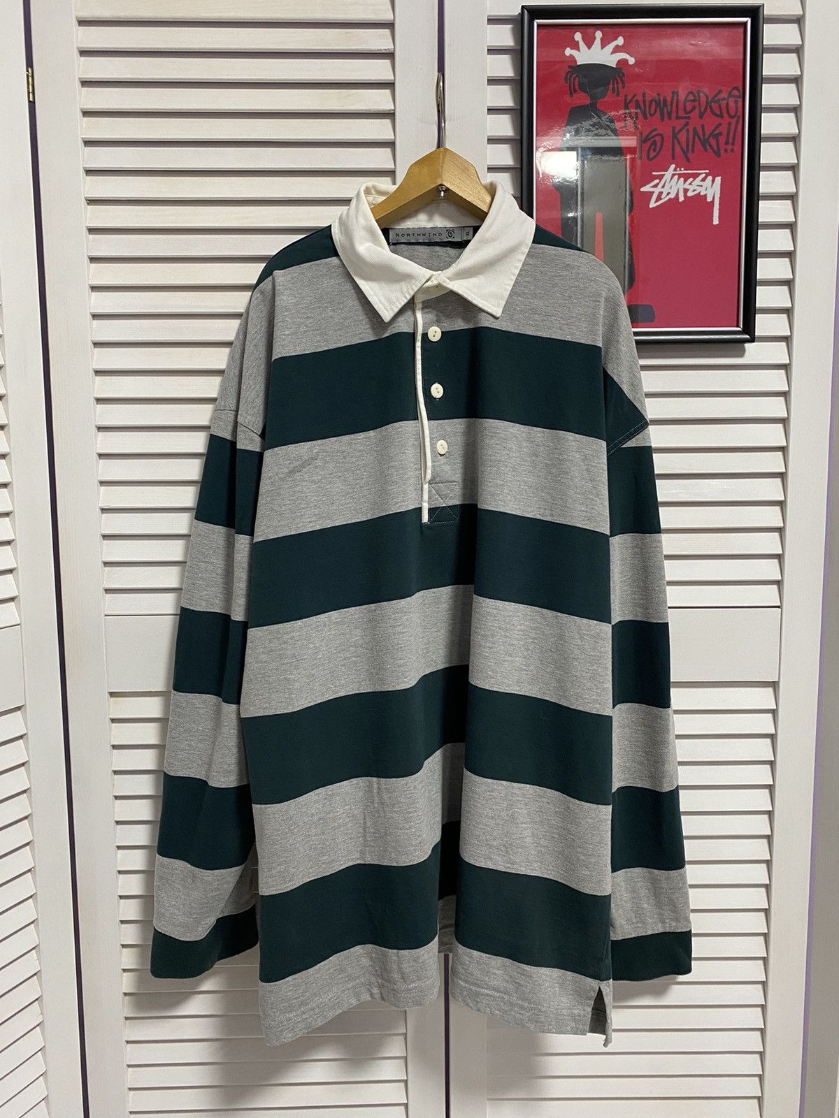 Japanese Brand × Vintage Vintage Long Sleeve Shirt Northlind Striped Style Hype Rare Size US XL / EU 56 / 4 - 1 Thumbnail