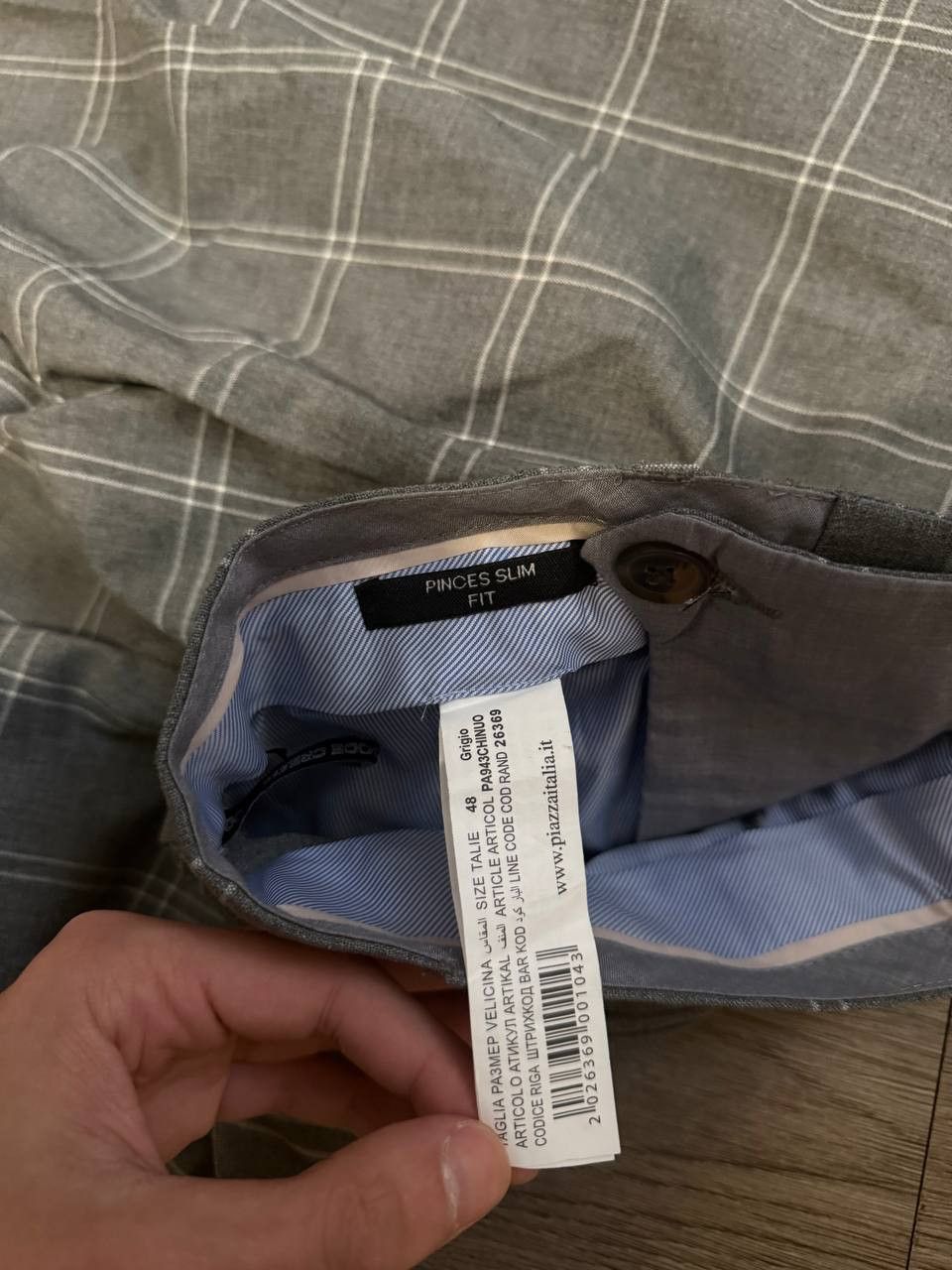 Other piazaitalia trousers men size 48 slim fit gray/white check Size US 32 / EU 48 - 4 Thumbnail