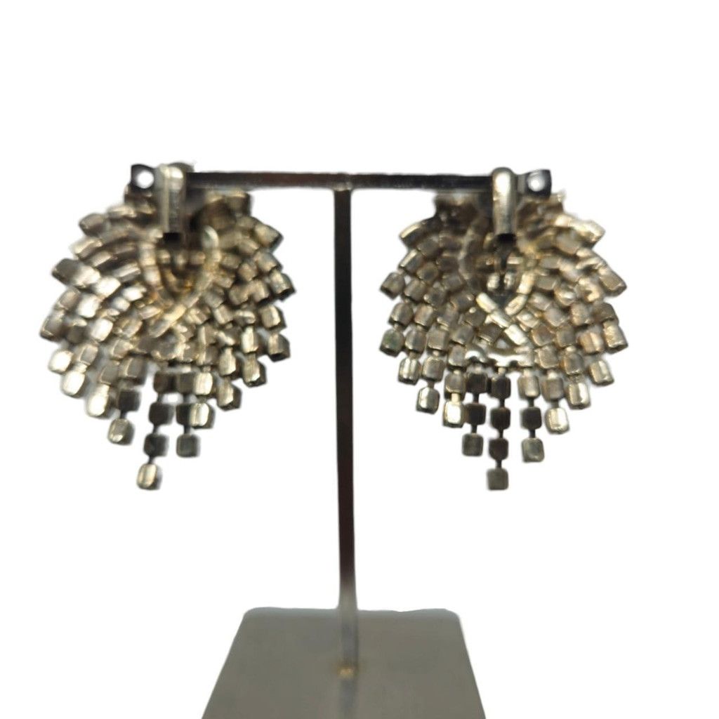 Vintage Vintage Cascading Rhinestone Clip-On Earrings Size ONE SIZE - 4 Thumbnail