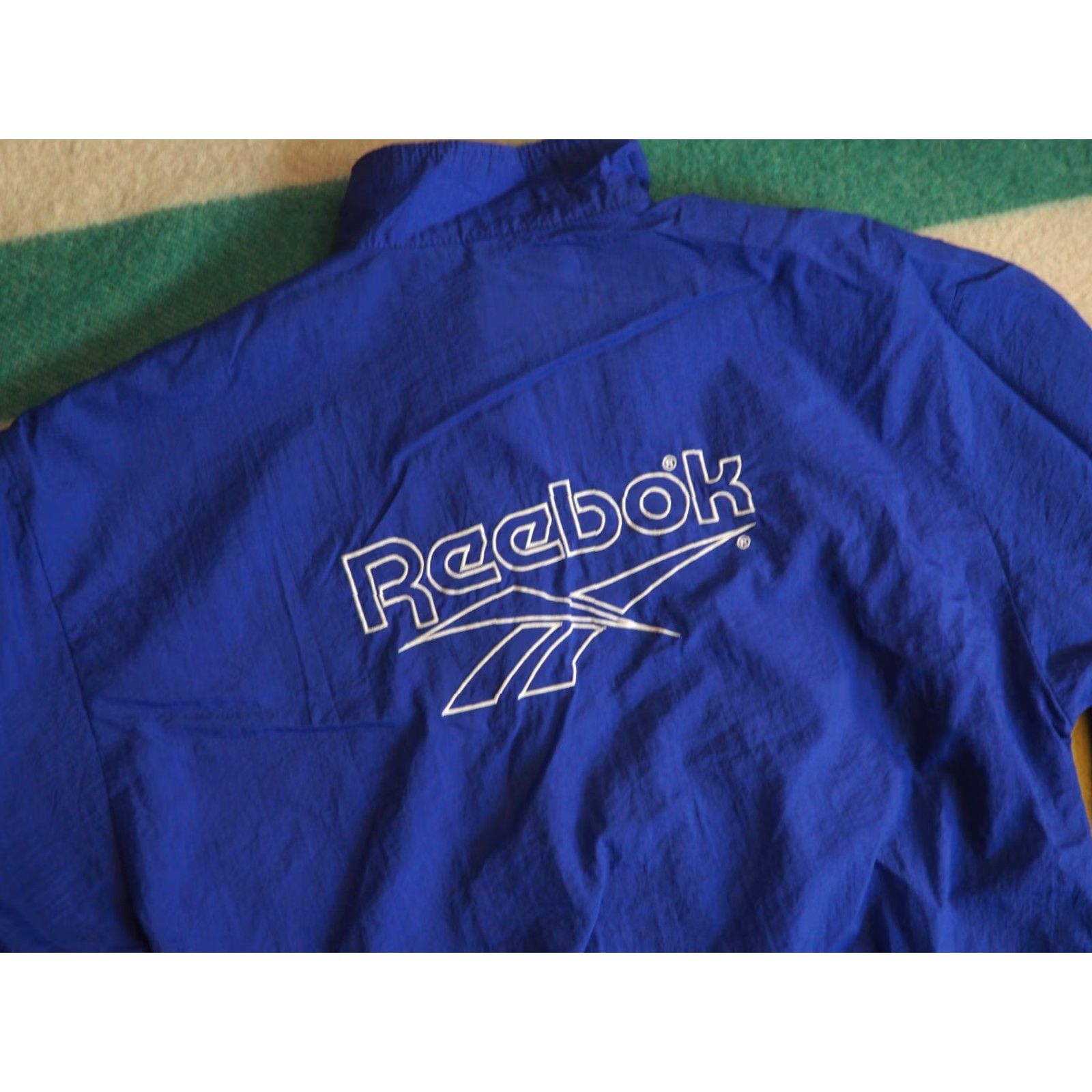 Reebok VTG Reebok Track Jacket Windbreaker Royal Blue Logo Zip Short Sleeve Womens L Blue 80s 90s Athletic Running Jogging Pockets Vintage Size L / US 10 / IT 46 - 4 Thumbnail
