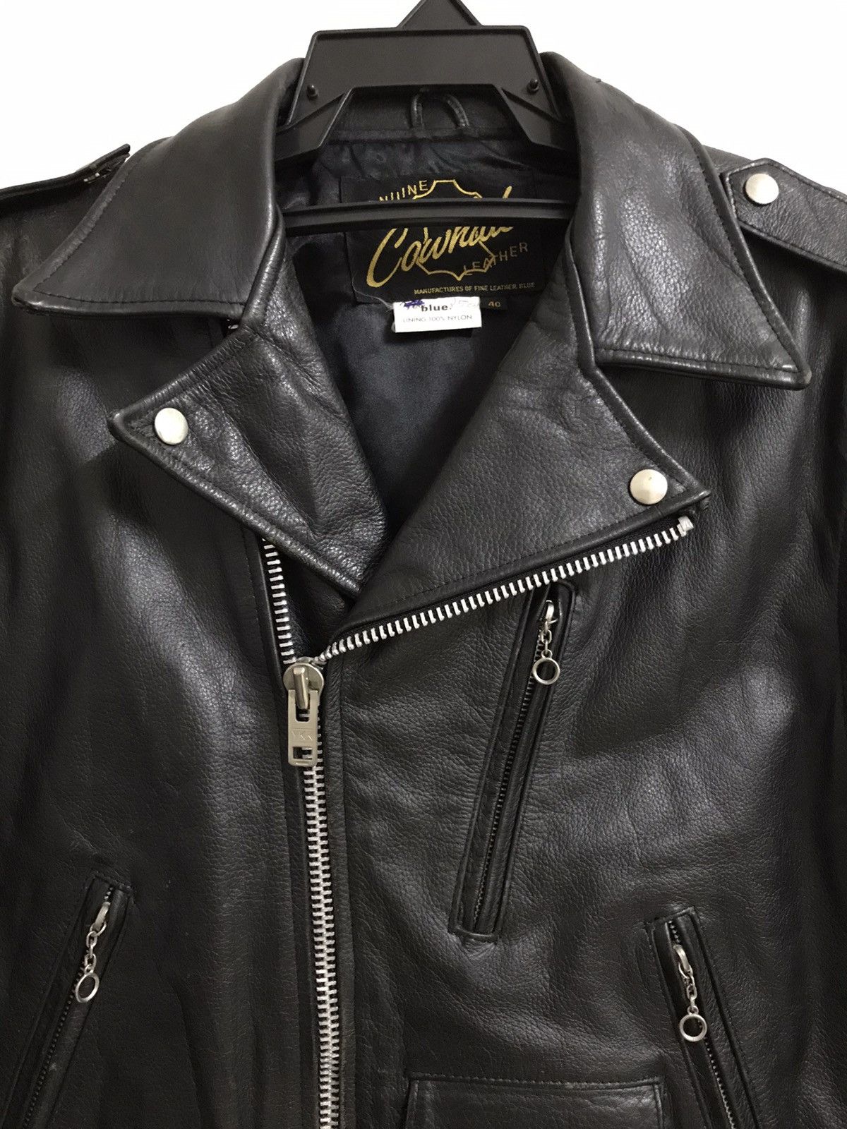 Vintage Vintage Genuine Cowhide Leather Biker Jacket Size US M / EU 48-50 / 2 - 2 Thumbnail