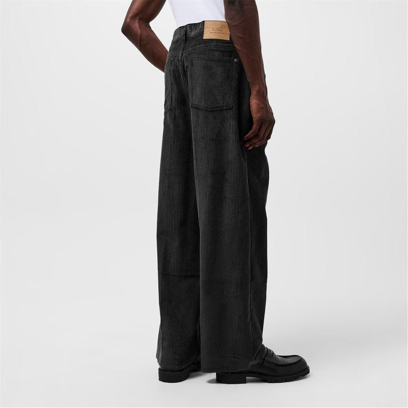 AMI o1g2r1mq0326 Textured Straight Leg Trousers in Anthracite Size US 34 / EU 50 - 4 Thumbnail