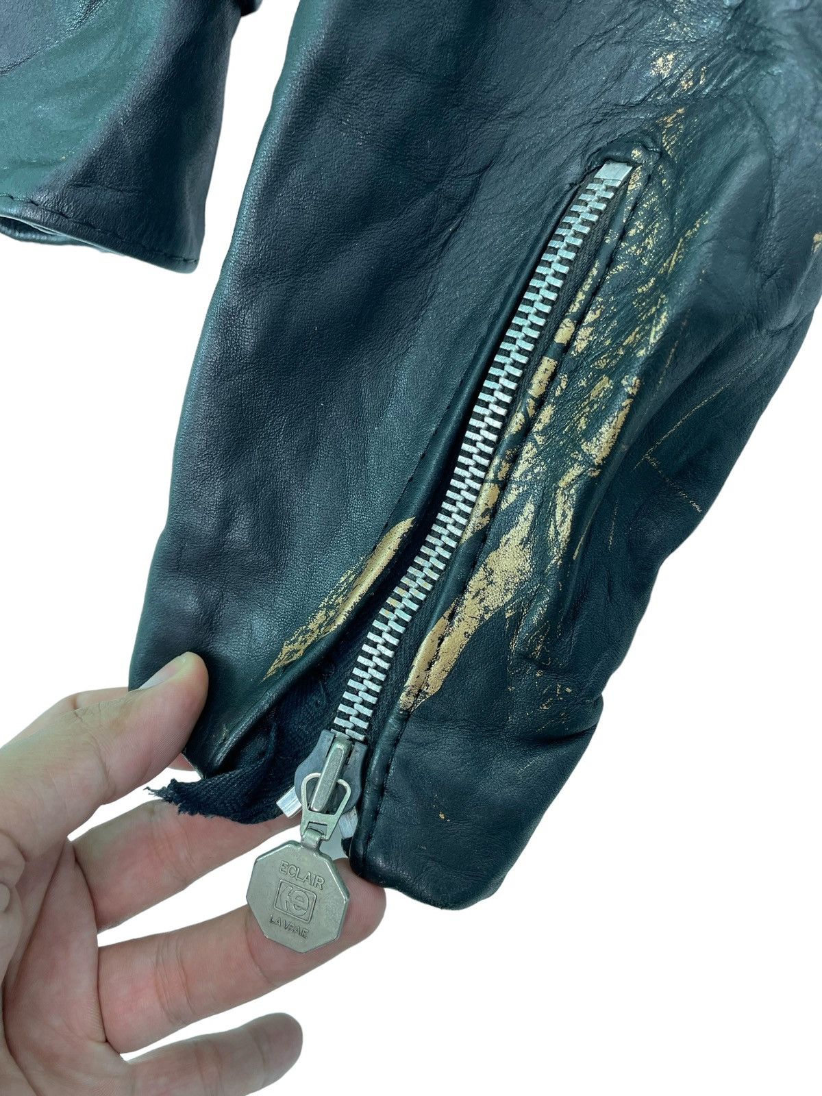 Vintage Rare 70s Moto Cuir double collar motorcycle biker jacket Size US S / EU 44-46 / 1 - 3 Thumbnail