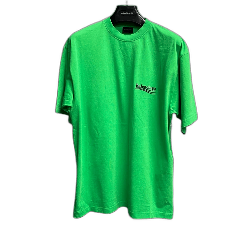 Balenciaga Green Logo Print Short Sleeve T-Shirt