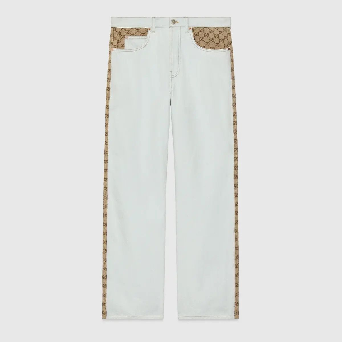 Gucci o1loc1c0925 Washed Organic Denim Pant With GG White/Beige Size US 35 - 1 Thumbnail