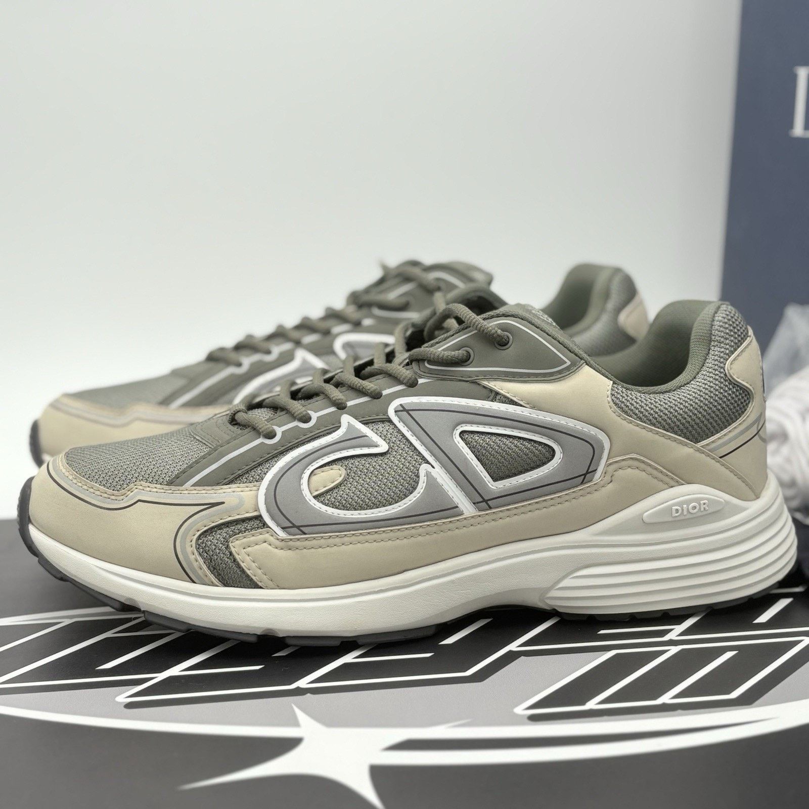 Dior Dior B30 Reflective Sneaker ' Olive Green Beige ' VERY CLEAN Size US 13 / EU 46 - 1 Thumbnail