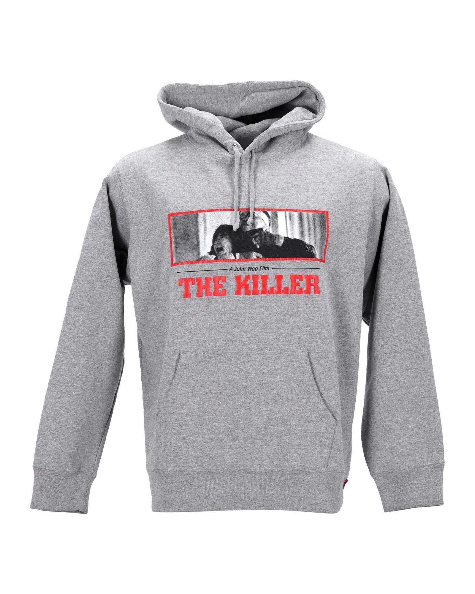 image of Graphic Grey Cotton Hooded Sweatshirt By Supreme, Men's (Size Large)