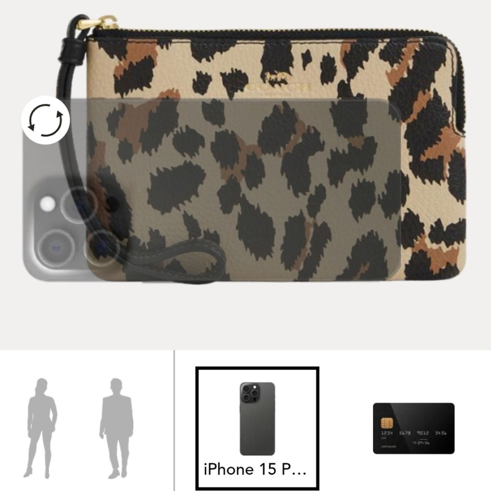 Coach Coach Corner Zip Wristlet With Leopard Print New Size ONE SIZE - 3 Thumbnail