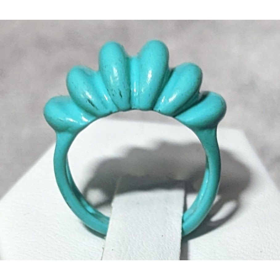 Other Mermaidcore Blue Scalloped Metal Enamel Coated Ring Size 5 Size ONE SIZE - 8 Thumbnail