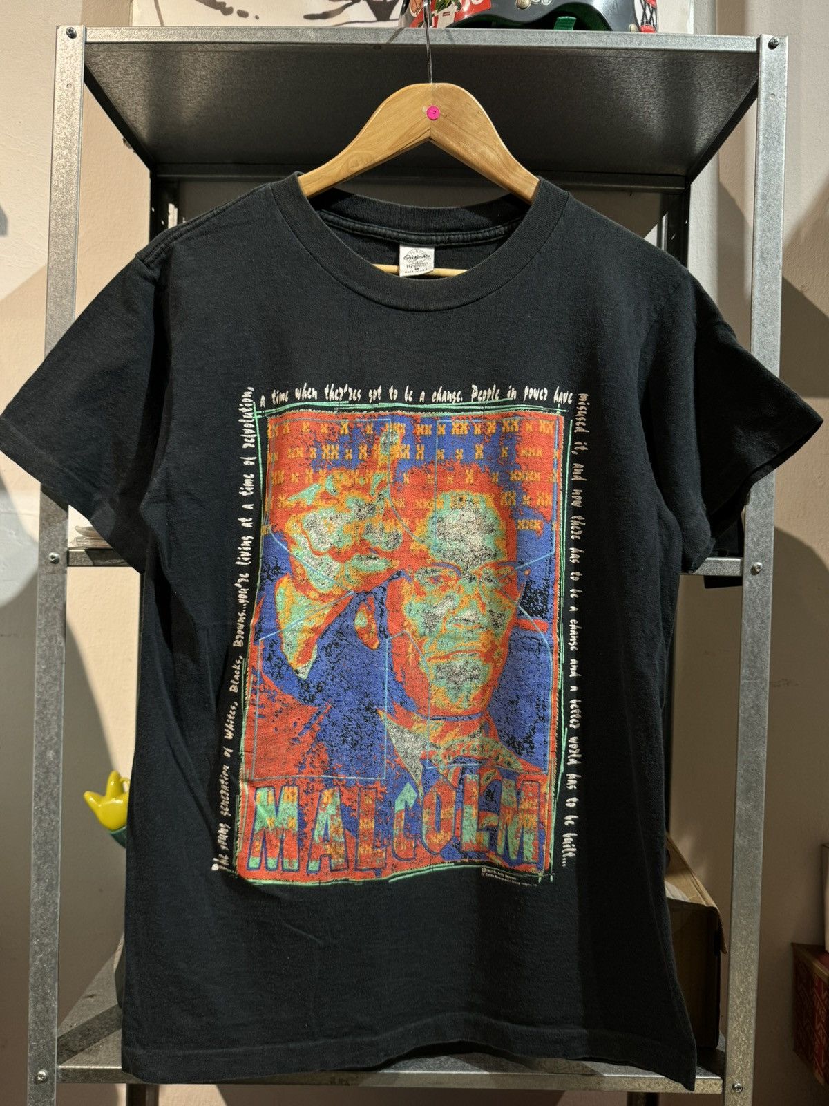 Vintage Vintage 90s Malcolm X Made in Usa Black Tee Size US M / EU 48-50 / 2 - 1 Thumbnail
