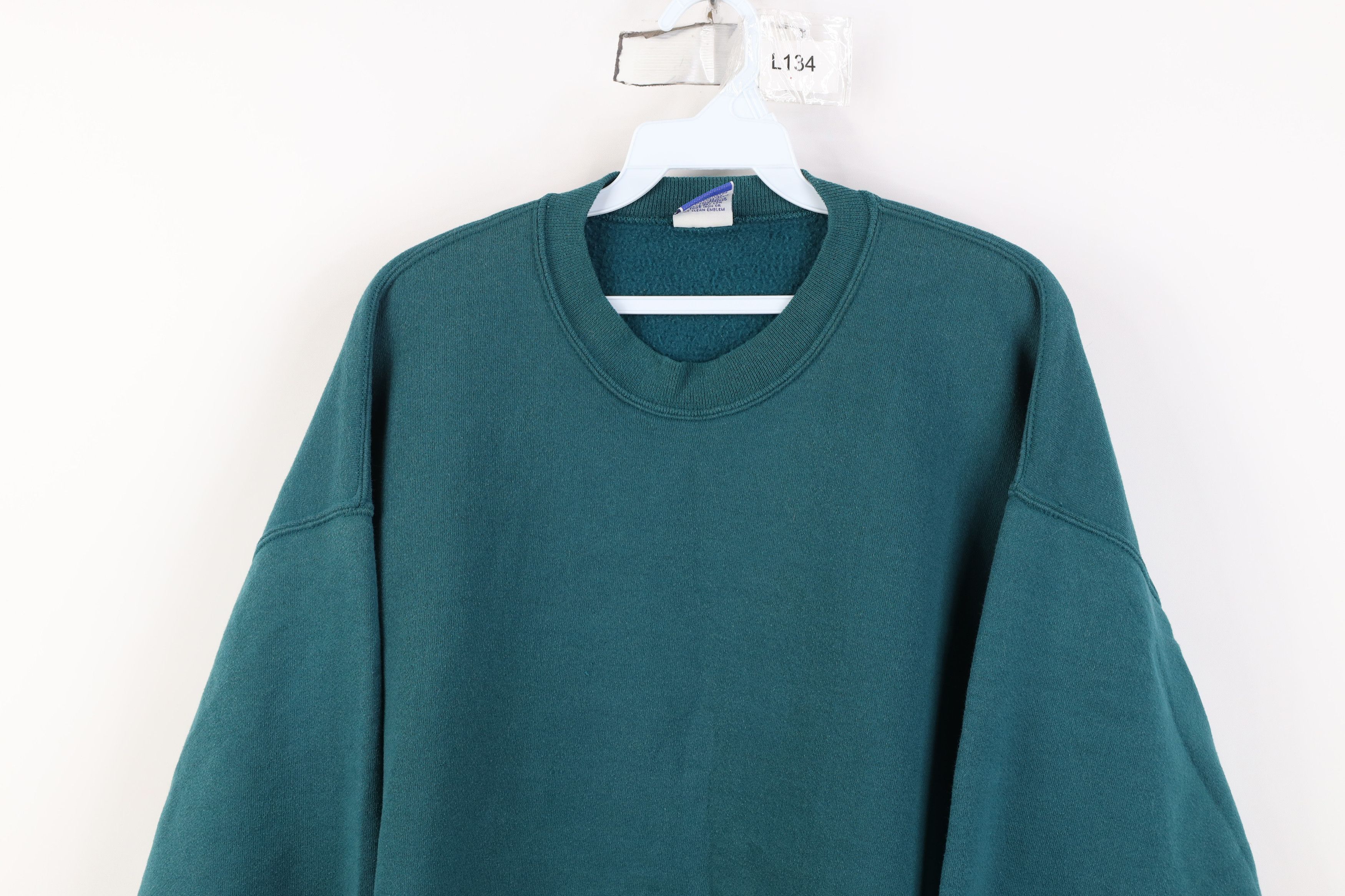 Vintage Vintage 90s Bike Blank Heavy Crewneck Sweatshirt Teal USA Size US XL / EU 56 / 4 - 2 Thumbnail