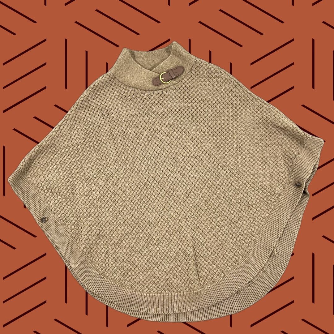 Banana Republic VINTAGEBNANA REPUBLIC Poncho Sweater Womens Small Brown Knit Strap Casual Old Money Size S / US 4 / IT 40 - 1 Thumbnail