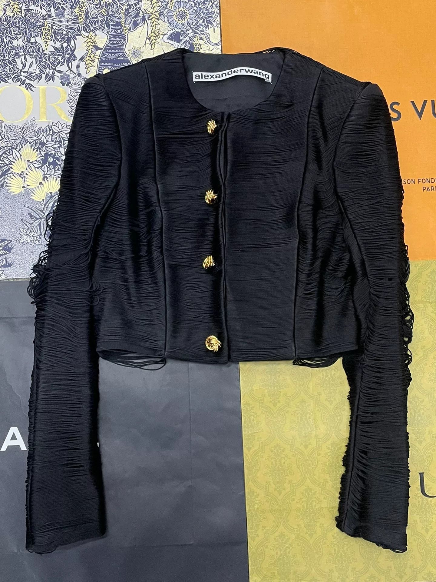 Alexander Wang Alexander Wang Black Gold Button Fringe Blazer Size M / US 6-8 / IT 42-44 - 1 Thumbnail