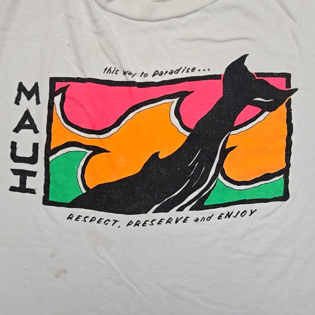 Vintage Vintage Maui Graphic Tee White Cropped Womens Large Shirt Size L / US 10 / IT 46 - 2 Thumbnail