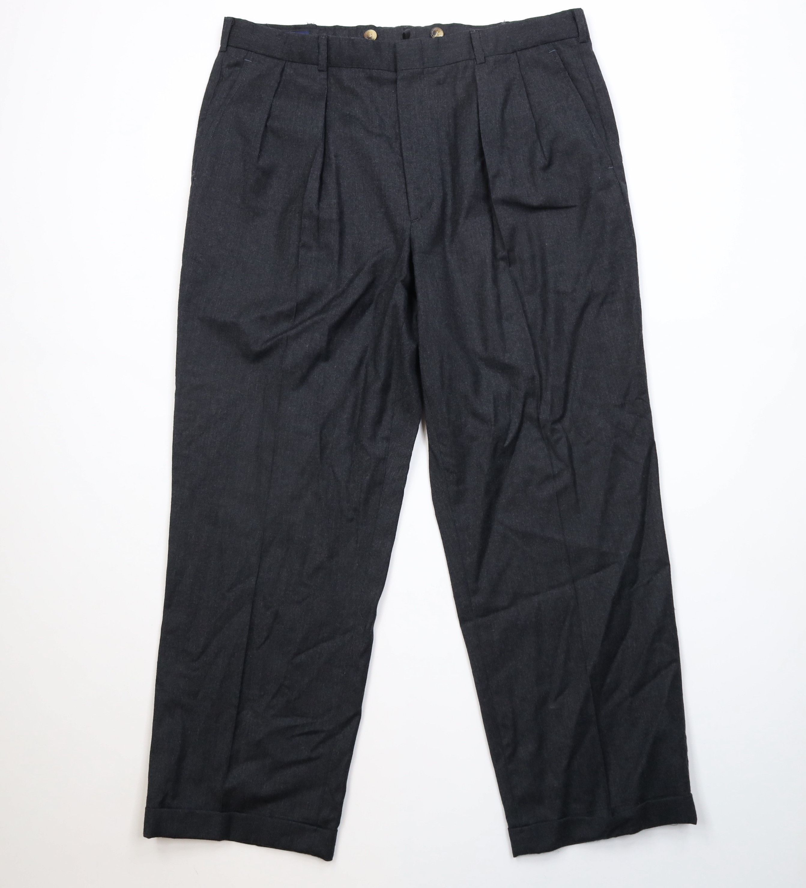 Lands' End Vintage 90s Lands End Wide Leg Chino Pants Charcoal Gray USA Size US 38 / EU 54 - 1 Thumbnail