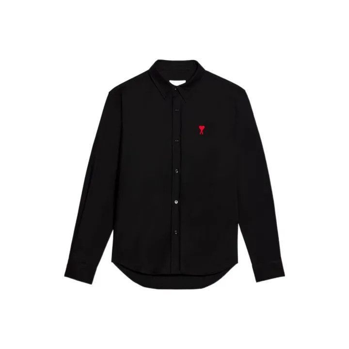 AMI AMIPARIS Black Long Sleeve Shirt with Logo -2507 Size US M / EU 48-50 / 2 - 1 Thumbnail